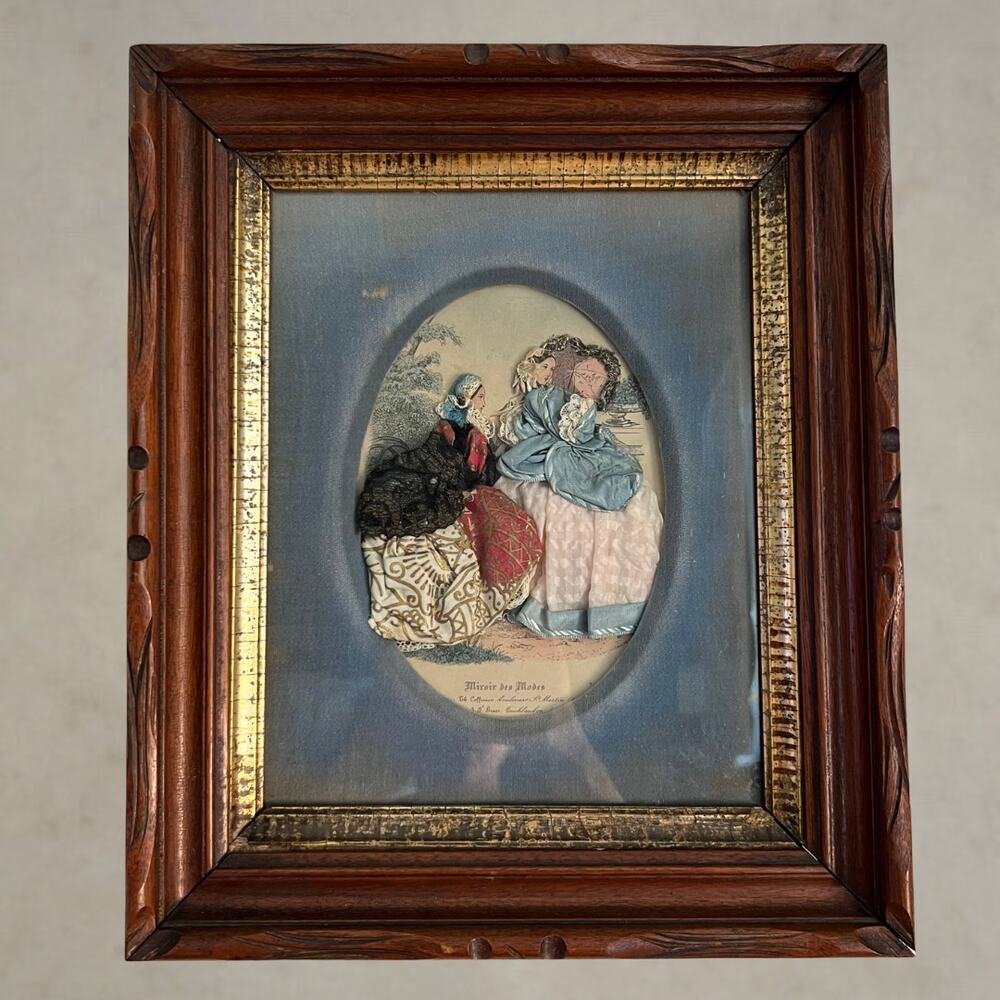 Vintage Mid Century‎ French Miroir des Modes Fashion Plate Display Shadowbox Art
